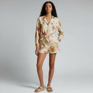 Anthropologie Cecilia Pettersson Small Floral One-Piece Belted‎ Button Up Romper